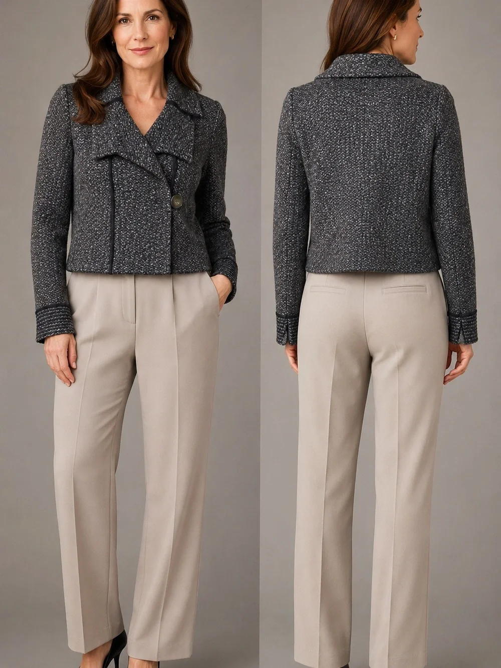 St. John Collection P Bouclé Cropped Knit Jacket Made USA